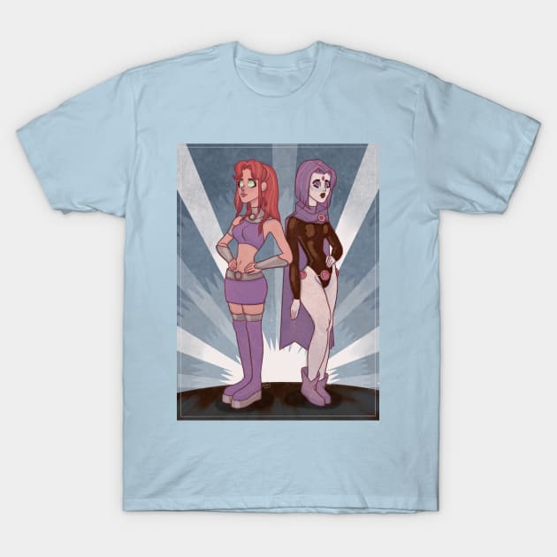 Raven and Starfire T-Shirt by artofannabellepullen